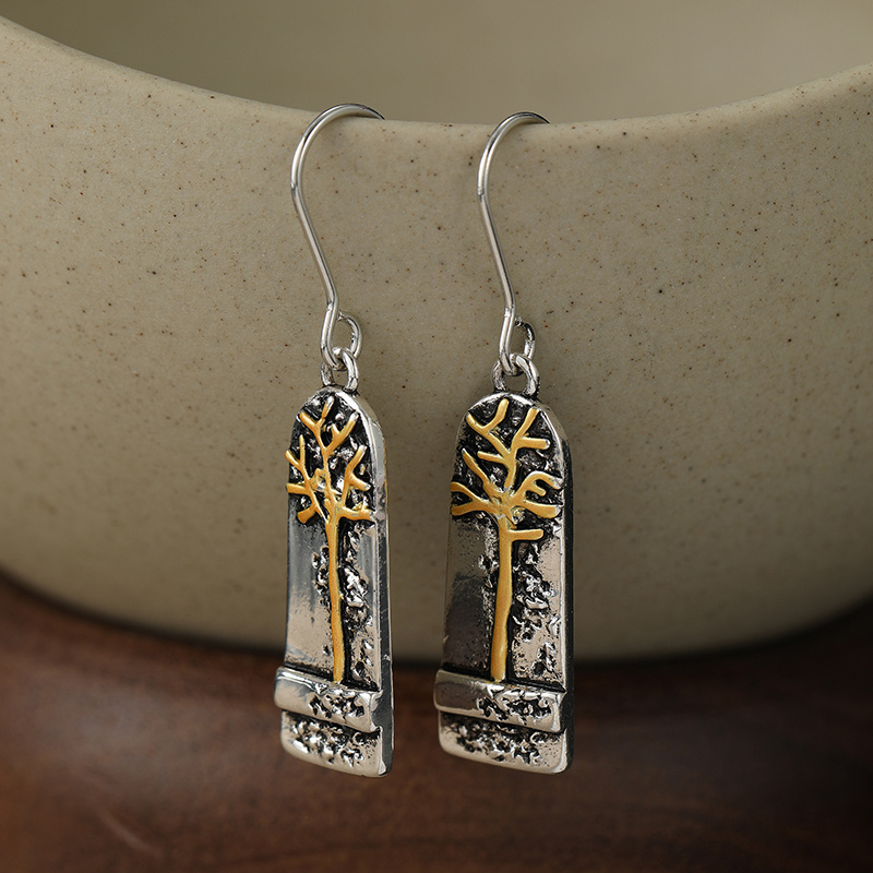 Vintage Bohemian Tree-Patterned Pendant Earrings